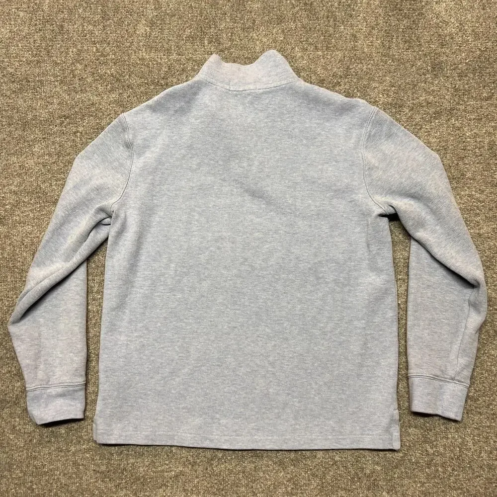 Polo Ralph Lauren Sweater Mens Medium Blue 1/4 Zip Mock Neck Cotton Pullover